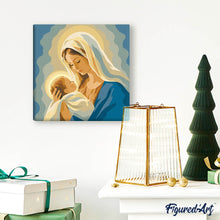 Load image into Gallery viewer, Mini Paint by numbers 8"x8" framed - Mary's Embrace