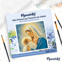 Load image into Gallery viewer, Mini Paint by numbers 8"x8" framed - Mary's Embrace