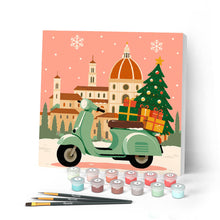 Load image into Gallery viewer, Mini Paint by numbers 8"x8" framed - Christmas in Florence
