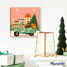 Load image into Gallery viewer, Mini Paint by numbers 8"x8" framed - Christmas in Florence