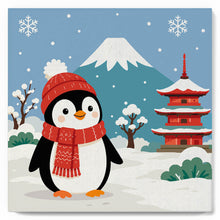 Load image into Gallery viewer, Paint by numbers kit Mini Paint by numbers 8"x8" framed - Penguin by Mount Fuji Figured'Art