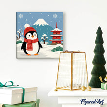Load image into Gallery viewer, Mini Paint by numbers 8"x8" framed - Penguin by Mount Fuji
