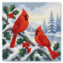 Load image into Gallery viewer, Paint by numbers kit Mini Paint by numbers 8"x8" framed - Winter Cardinals Figured'Art