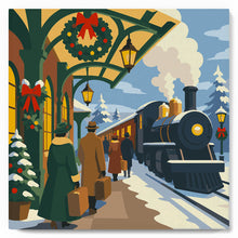 Load image into Gallery viewer, Paint by numbers kit Mini Paint by numbers 8"x8" framed - Holiday Train Escape Figured'Art
