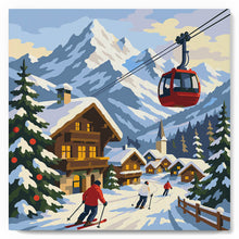 Load image into Gallery viewer, Paint by numbers kit Mini Paint by numbers 8"x8" framed - Alpine Winter Holiday Figured'Art