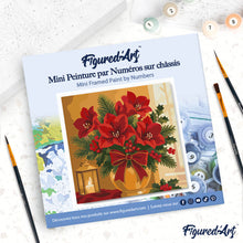 Load image into Gallery viewer, Mini Paint by numbers 8"x8" framed - Christmas Poinsettias