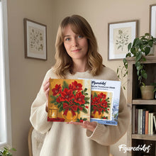 Load image into Gallery viewer, Mini Paint by numbers 8"x8" framed - Christmas Poinsettias