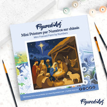 Load image into Gallery viewer, Mini Paint by numbers 8"x8" framed - Christmas Nativity