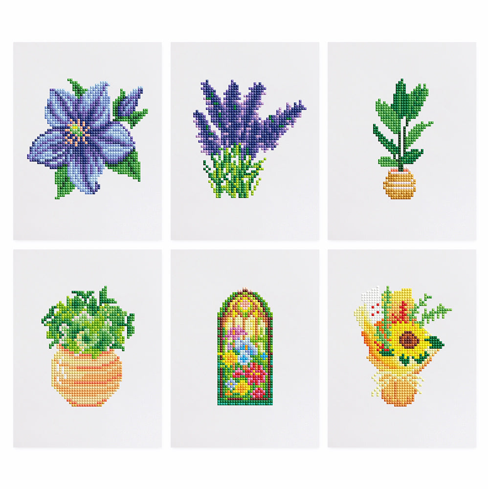 Mini Diamond Painting 6"x8" (6 pieces) - Flora and Potted
