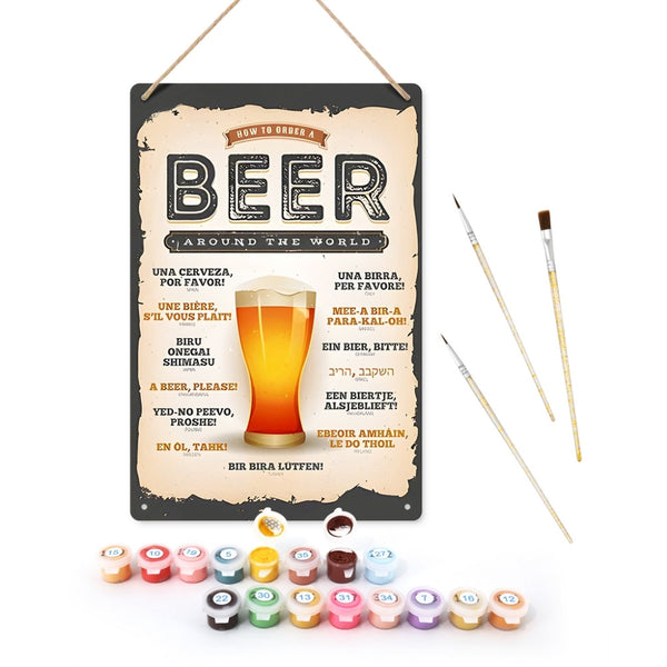 Paint by Numbers Metal Poster - Beer Around the World Figured'Art