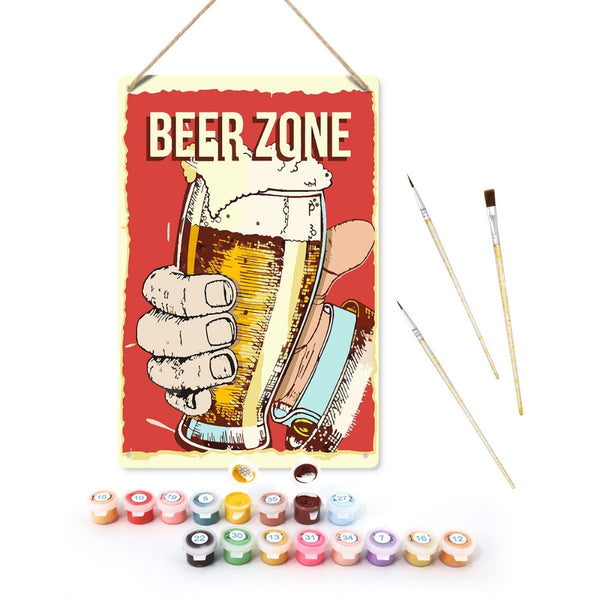 Paint by Numbers Metal Poster - Beer Zone Figured'Art
