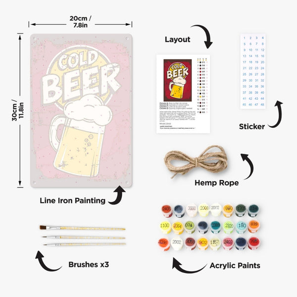 Paint by Numbers Metal Poster - Cold Beer Mug