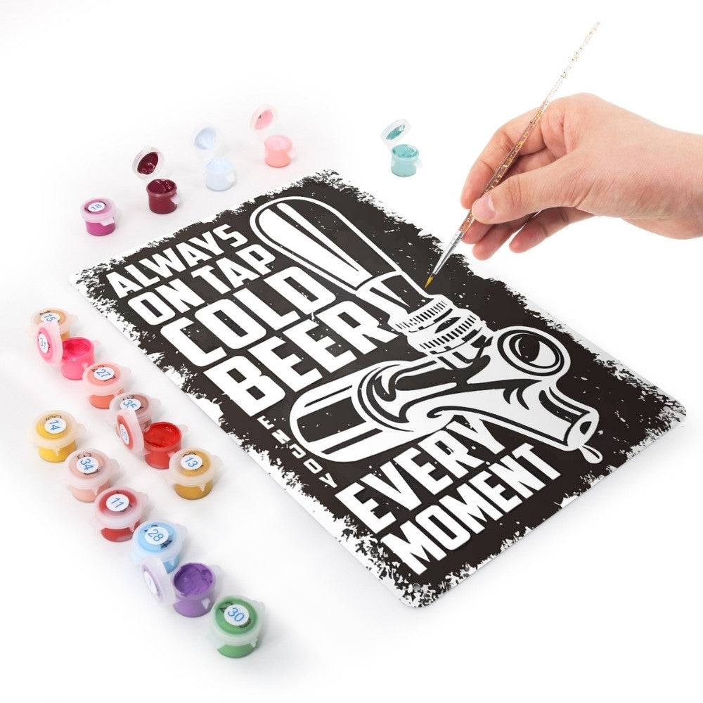 Paint by Numbers Metal Poster - Cold Beer Black&White
