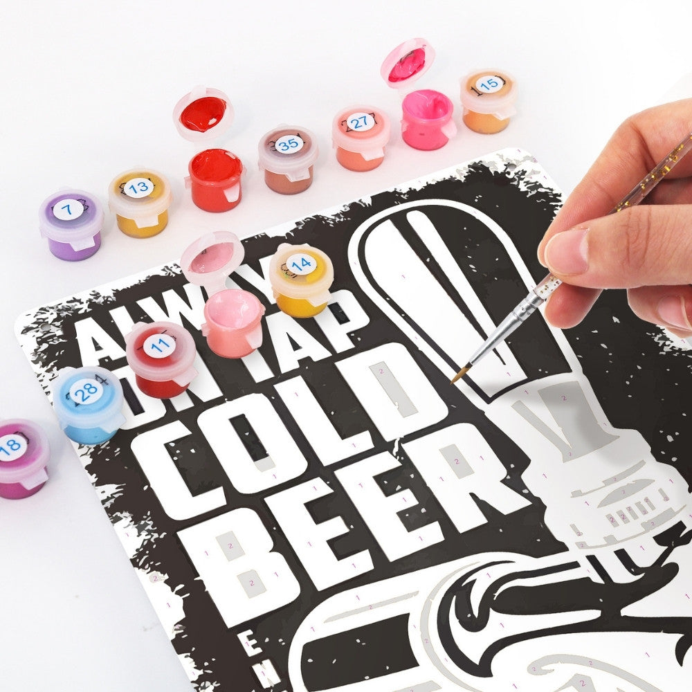 Paint by Numbers Metal Poster - Cold Beer Black&White