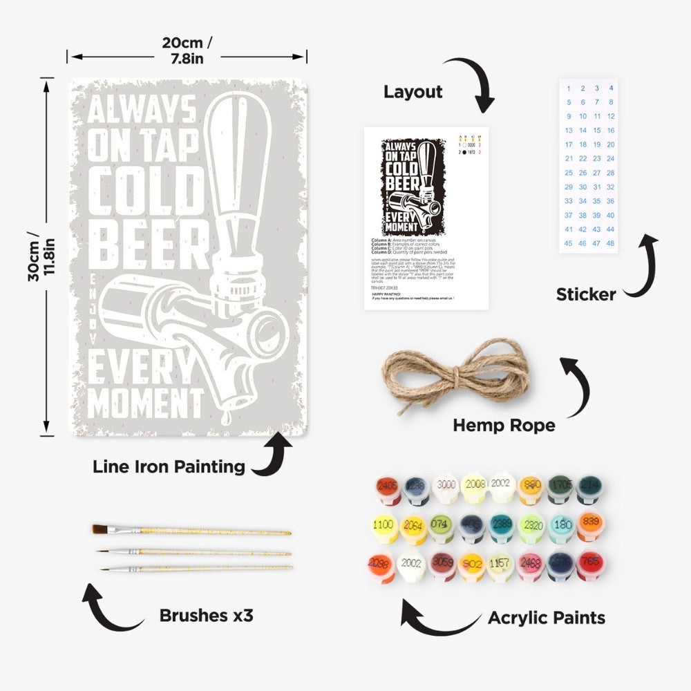 Paint by Numbers Metal Poster - Cold Beer Black&White