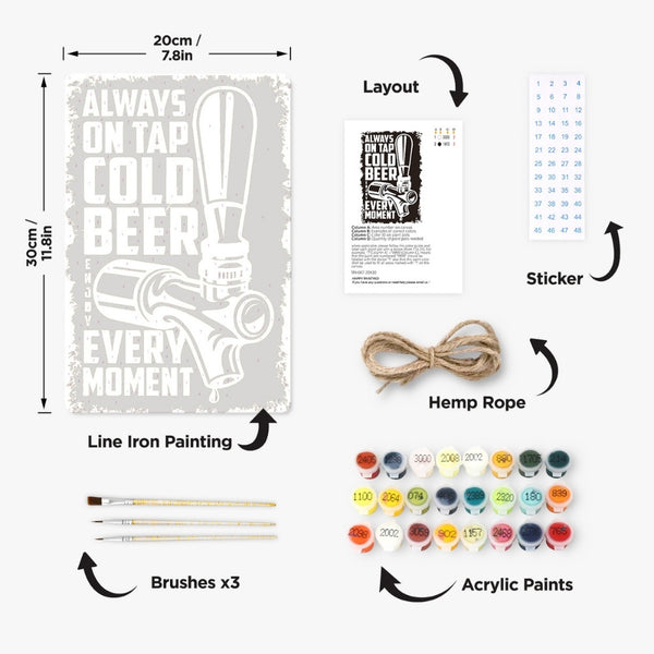 Paint by Numbers Metal Poster - Cold Beer Black&White
