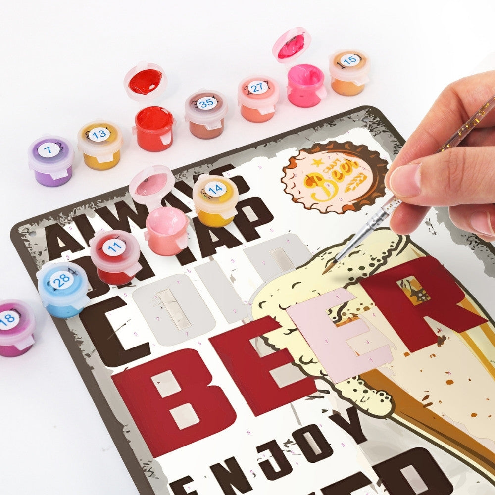 Paint by Numbers Metal Poster - Cold Beer Glass Vintage