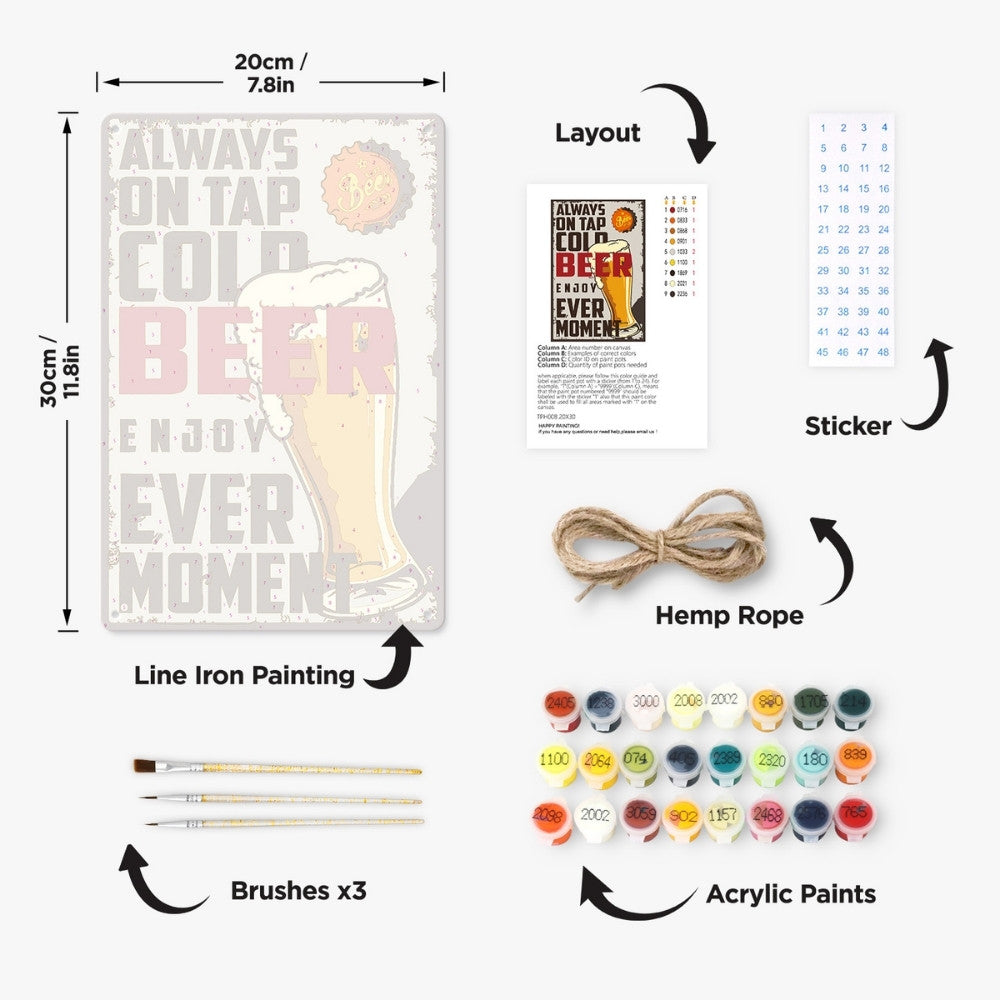 Paint by Numbers Metal Poster - Cold Beer Glass Vintage