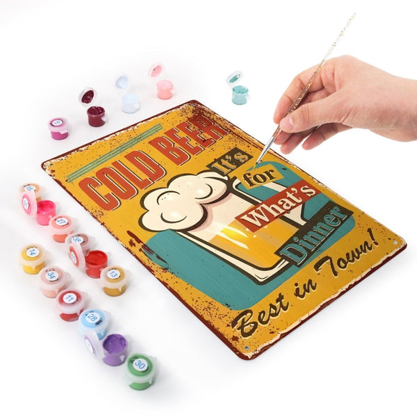 Paint by Numbers Metal Poster - Cold Beer for Dinner