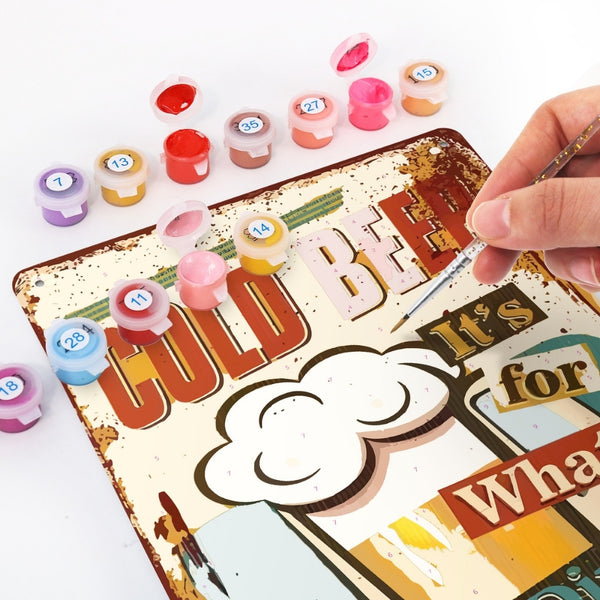 Paint by Numbers Metal Poster - Cold Beer for Dinner