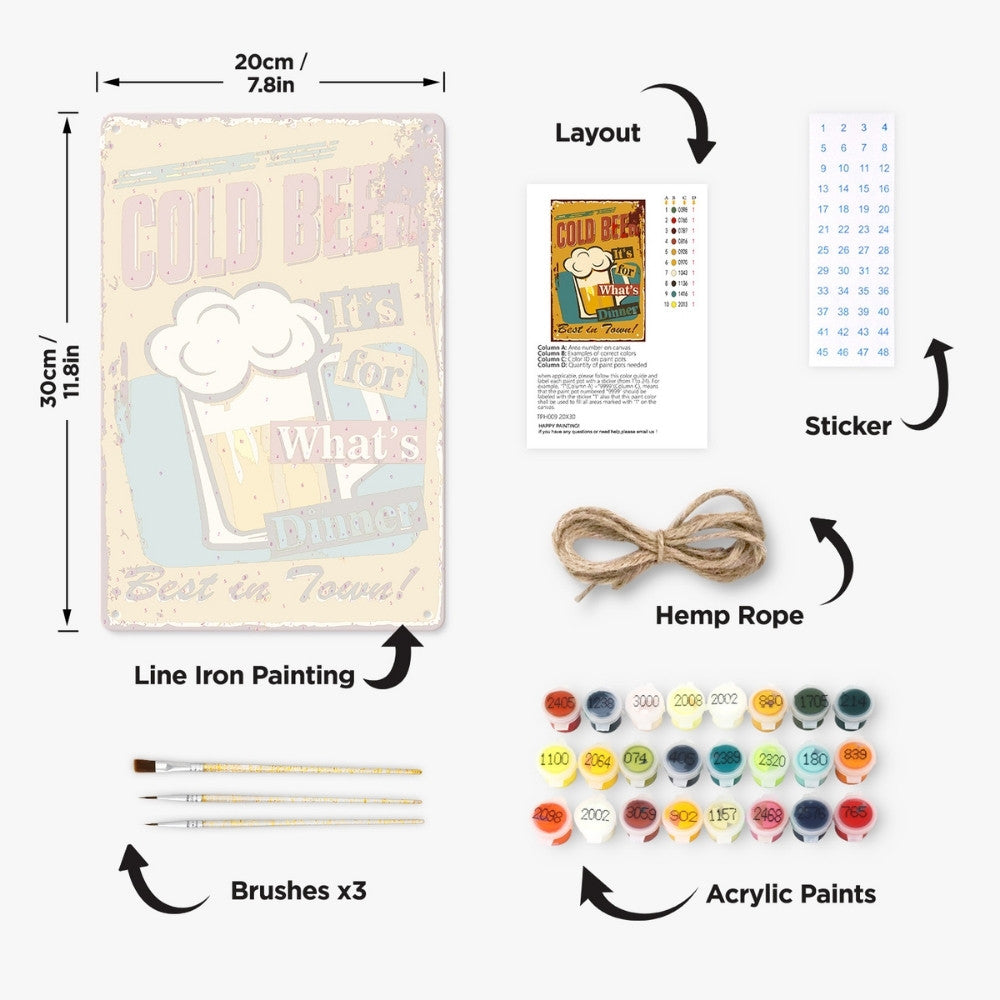 Paint by Numbers Metal Poster - Cold Beer for Dinner