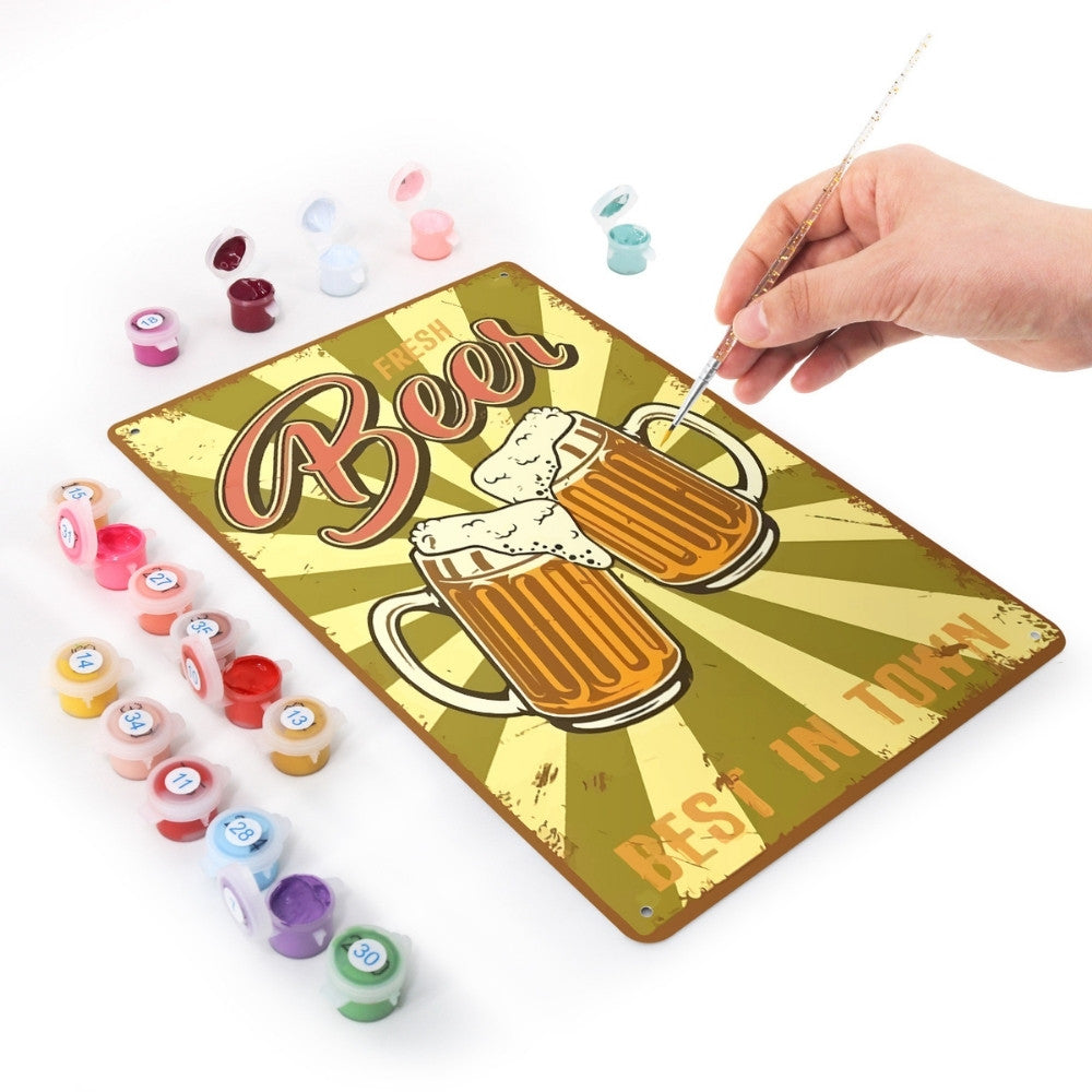 Paint by Numbers Metal Poster - Fresh Beer Two Mugs