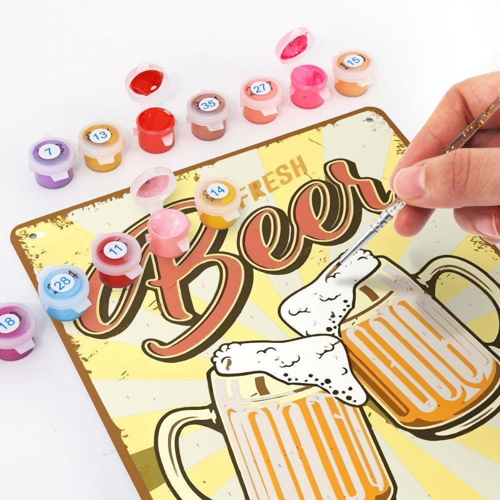 Paint by Numbers Metal Poster - Fresh Beer Two Mugs
