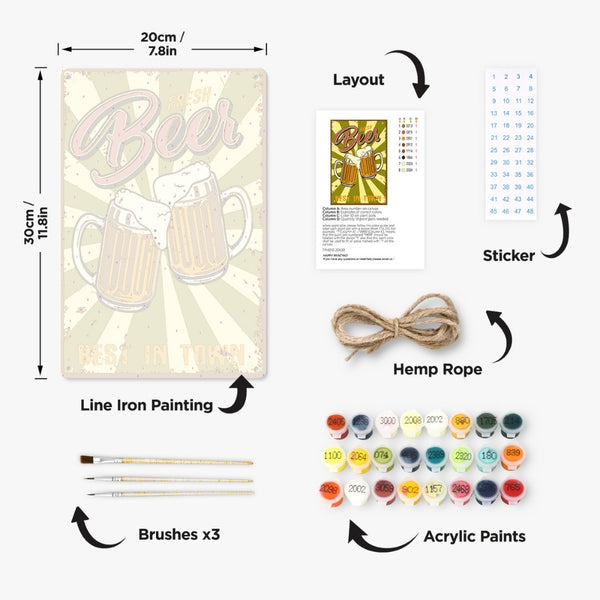 Paint by Numbers Metal Poster - Fresh Beer Two Mugs