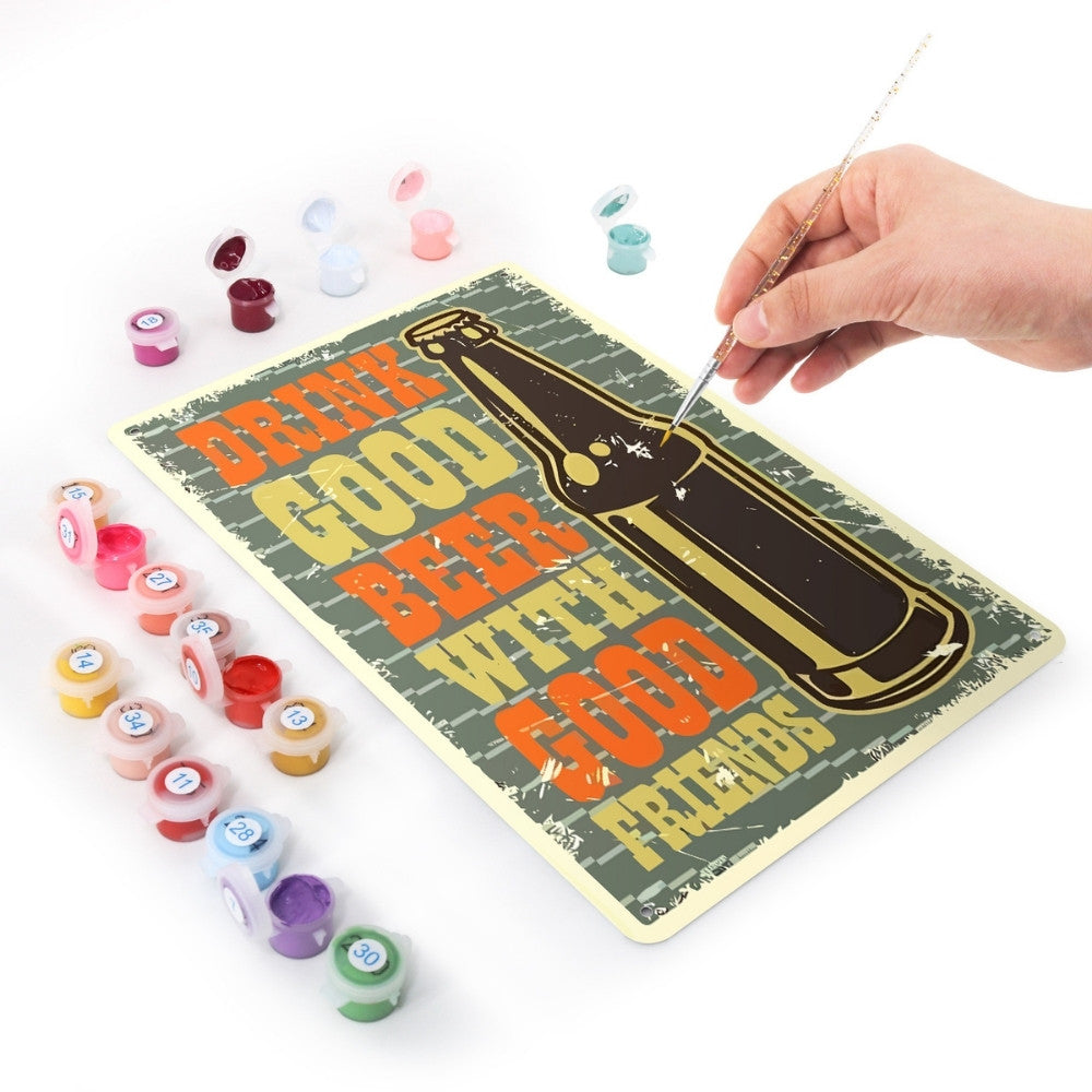 Paint by Numbers Metal Poster - Good Beer with Good Friends