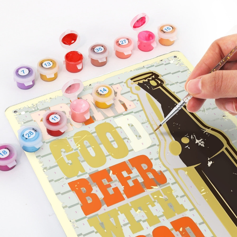 Paint by Numbers Metal Poster - Good Beer with Good Friends