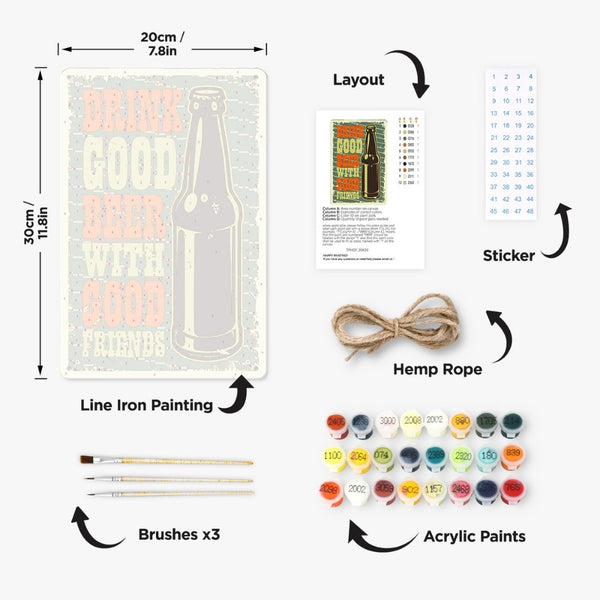 Paint by Numbers Metal Poster - Good Beer with Good Friends