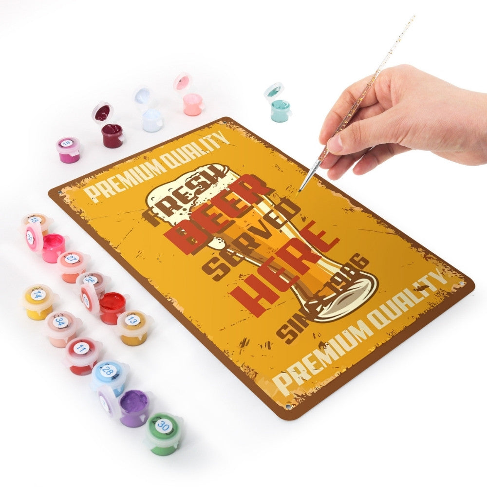 Paint by Numbers Metal Poster - Fresh Beer Served Here