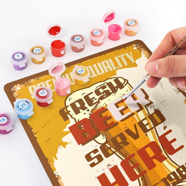 Paint by Numbers Metal Poster - Fresh Beer Served Here