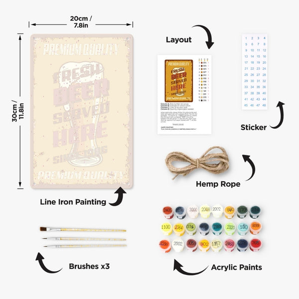 Paint by Numbers Metal Poster - Fresh Beer Served Here