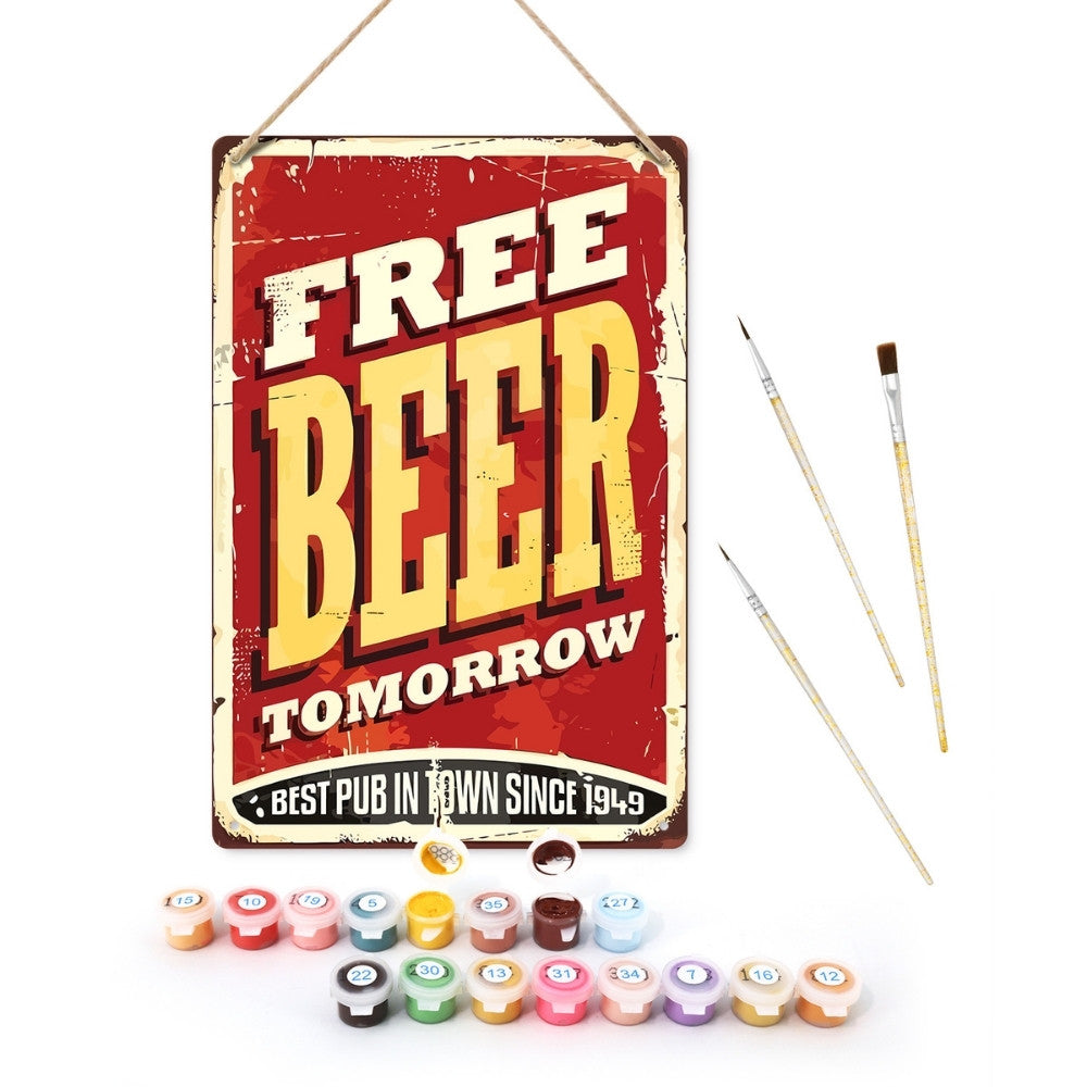 Paint by Numbers Metal Poster - Free Beer Figured'Art