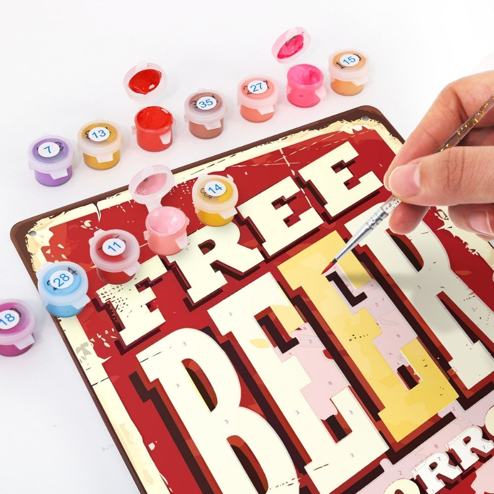 Paint by Numbers Metal Poster - Free Beer