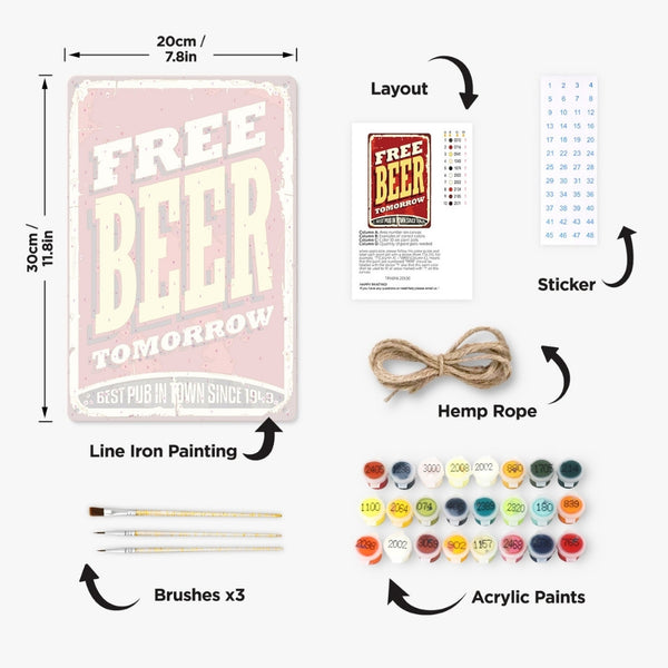 Paint by Numbers Metal Poster - Free Beer