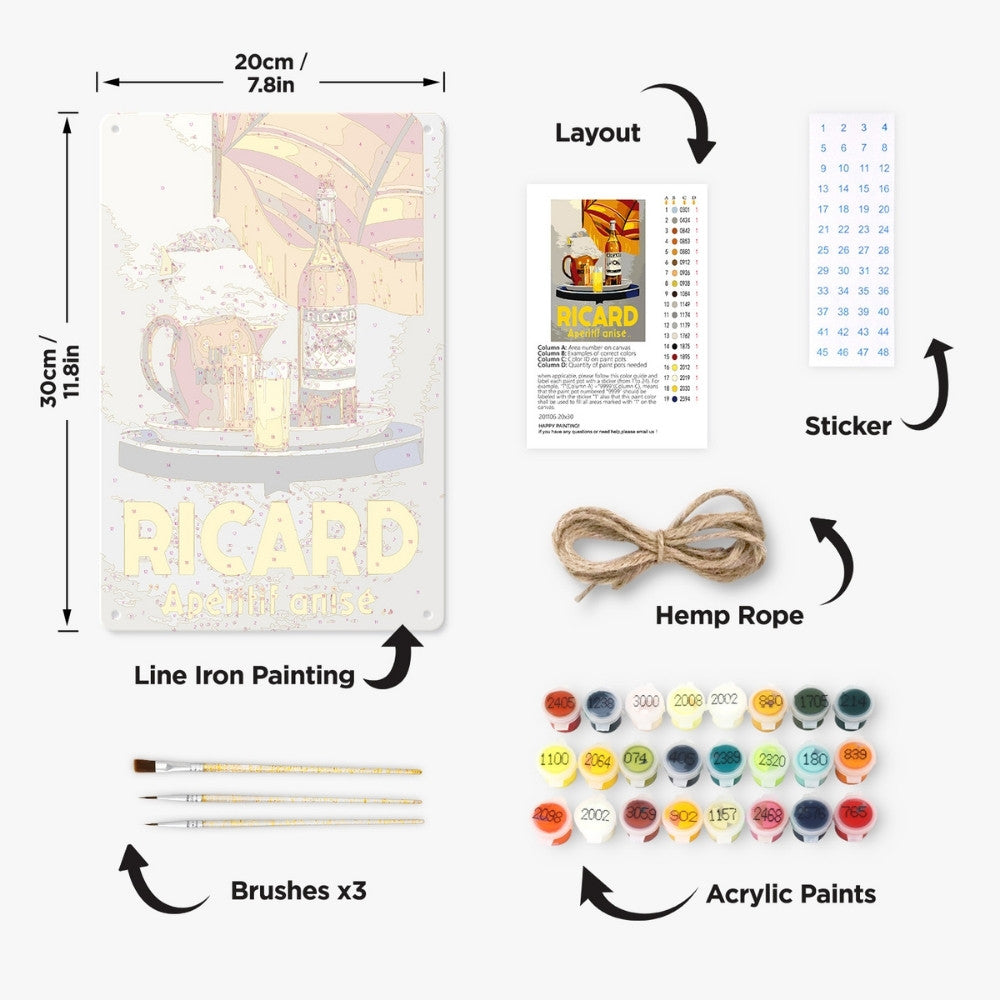 Paint by Numbers Metal Poster - Ricardo Aperitif Gray