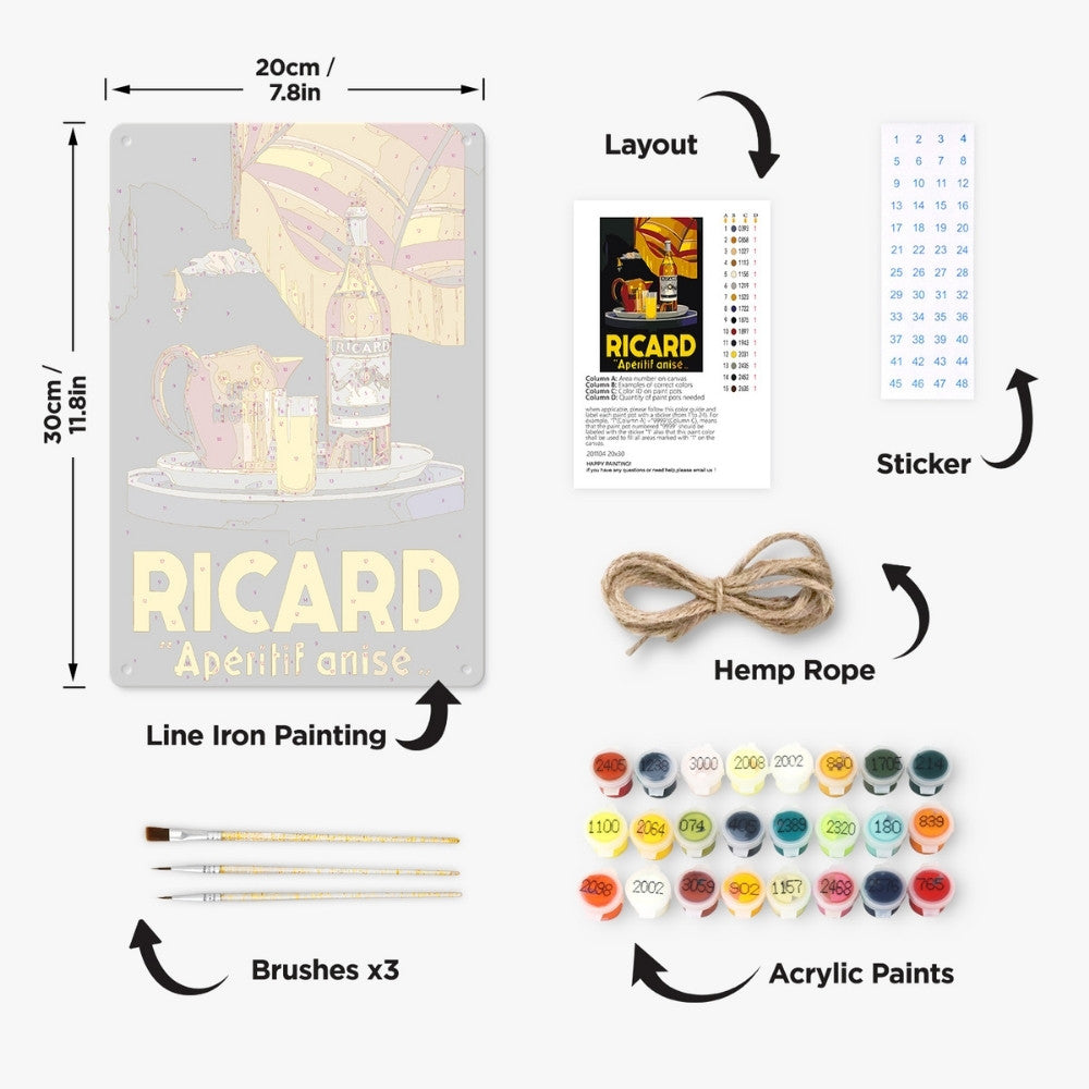 Paint by Numbers Metal Poster - Ricard Aperitif Black