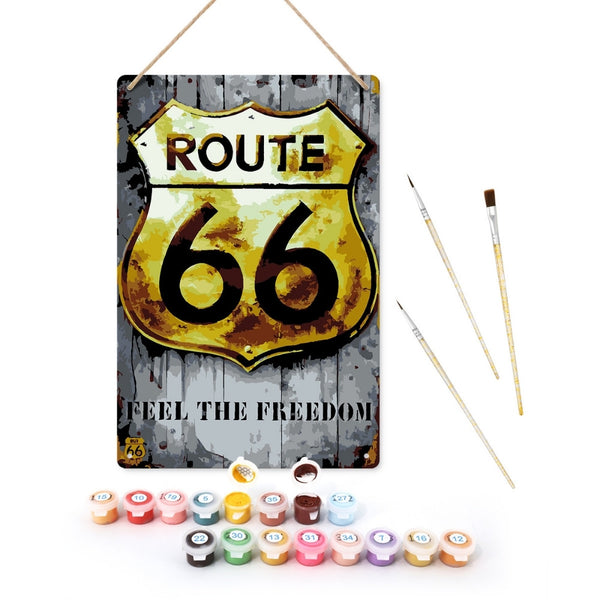 Paint by Numbers Metal Poster - Route 66 Figured'Art