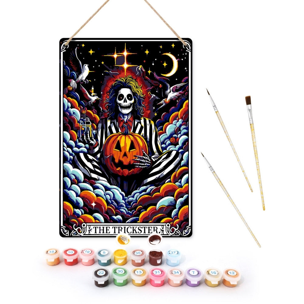 Paint by Numbers Metal Poster - The Trickster in Halloween Night Figured'Art