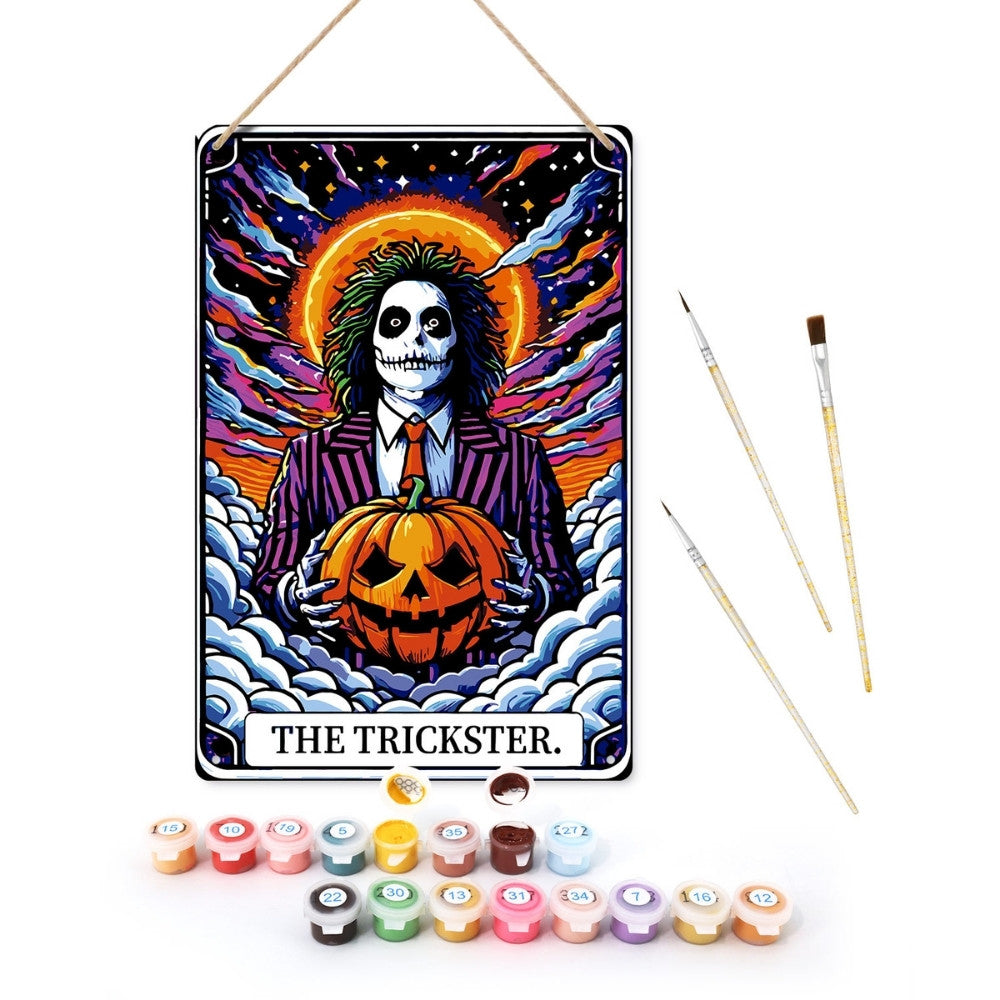 Paint by Numbers Metal Poster - The Trickster and the Pumpkin Figured'Art