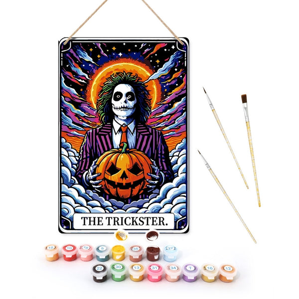 Paint by Numbers Metal Poster - The Trickster and the Pumpkin Figured'Art