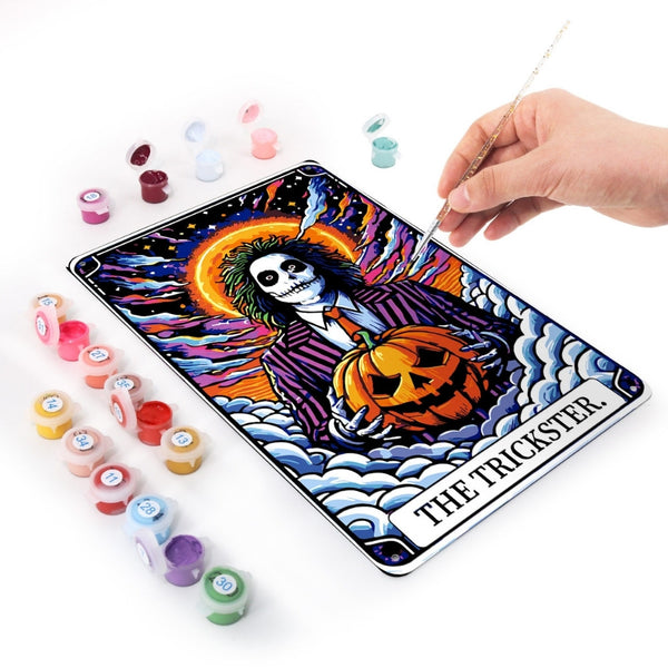 Paint by Numbers Metal Poster - The Trickster and the Pumpkin