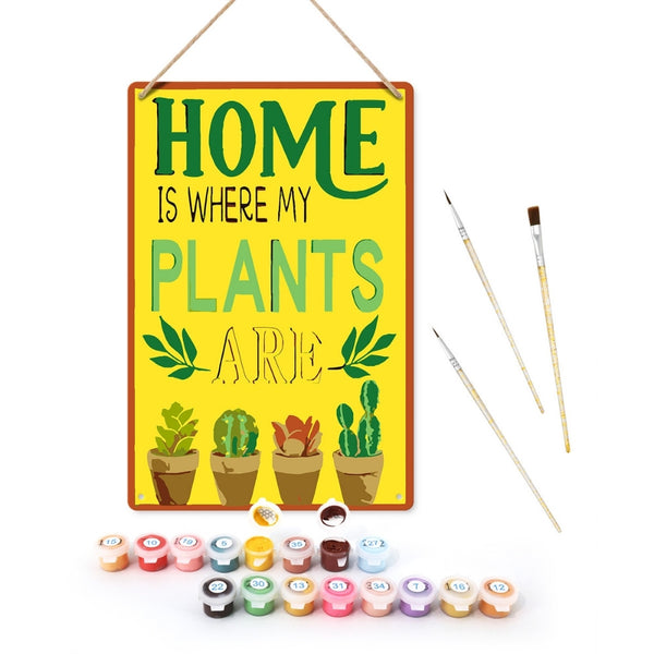 Paint by Numbers Metal Poster - Home is Where My Plants Are Figured'Art