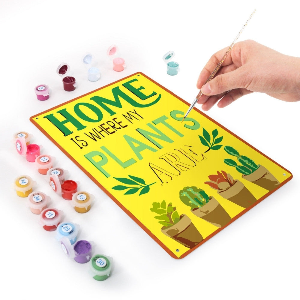 Paint by Numbers Metal Poster - Home is Where My Plants Are