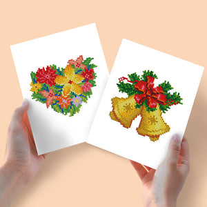 Mini Diamond Painting 6"x8" (2 pieces) - Christmas Bells and Bouquets