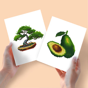 Mini Diamond Painting 6"x8" (2 pieces) - Bonsai and Avocado