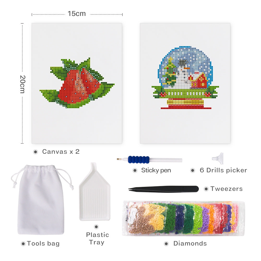 Mini Diamond Painting 6"x8" (2 pieces) -Summer and Winter