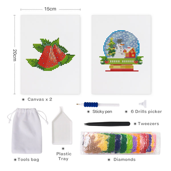 Mini Diamond Painting 6"x8" (2 pieces) -Summer and Winter